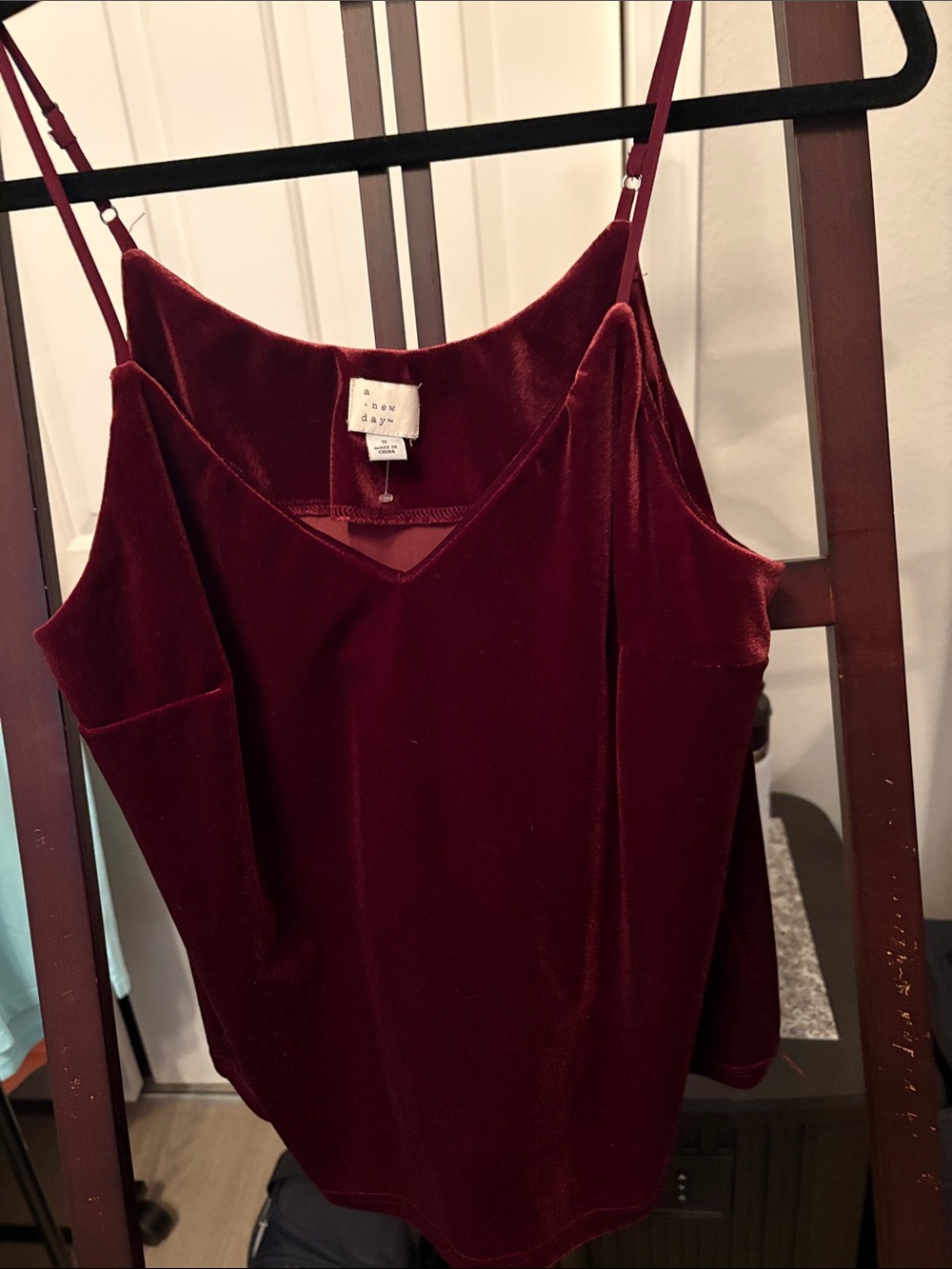 a new day Burgundy Velvet V-Neck Cami with Spaghetti Straps